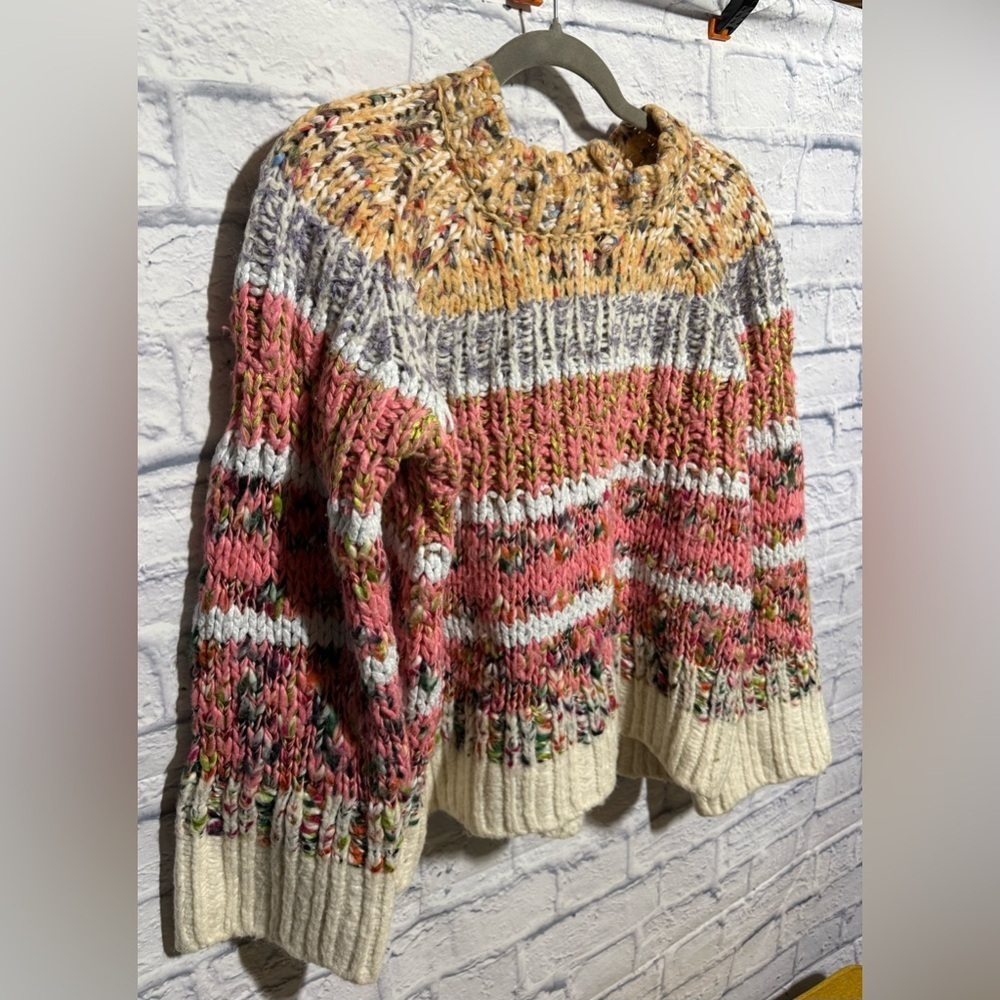 By Anthropologie Chunky Knit Sweater with Multicolor Accents, Size Small - Picture 2 of 15